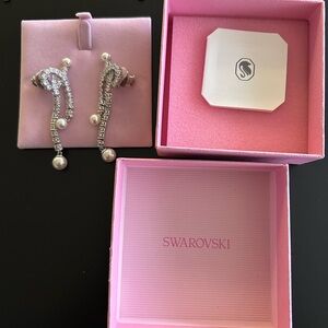 Swarovski Silver and Pearl Dangle Earrings